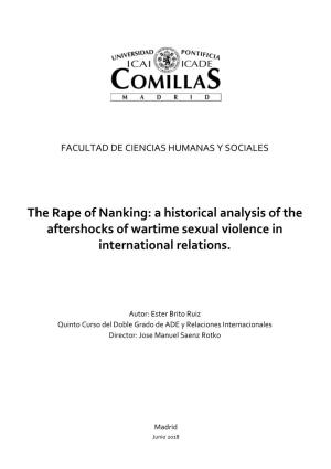 The Rape of Nanking: a Historical Analysis of the Aftershocks of Wartime Sexual Violence in International Relations