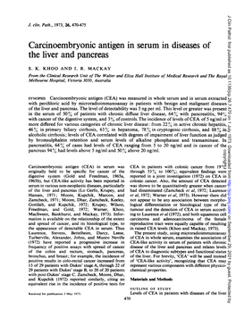 Carcinoembryonic Antigen in Serum in Diseases of the Liver and Pancreas