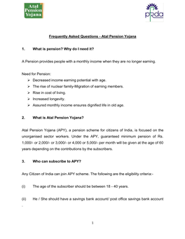 Frequently Asked Questions - Atal Pension Yojana