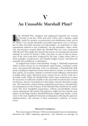 An Unusable Marshall Plan?