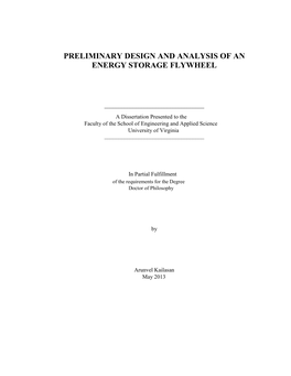 Preliminary Design and Analysis of an Energy Storage Flywheel