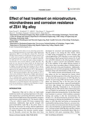 Effect of Heat Treatment on Microstructure, Microhardness and Corrosion Resistance of ZE41 Mg Alloy