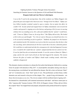 Searching for Feminist Answers to the Question of Life and Death with Dementia Dragana Lukić and Ann Therese Lotherington