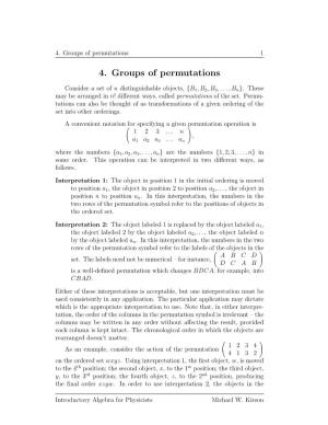 4. Groups of Permutations 1