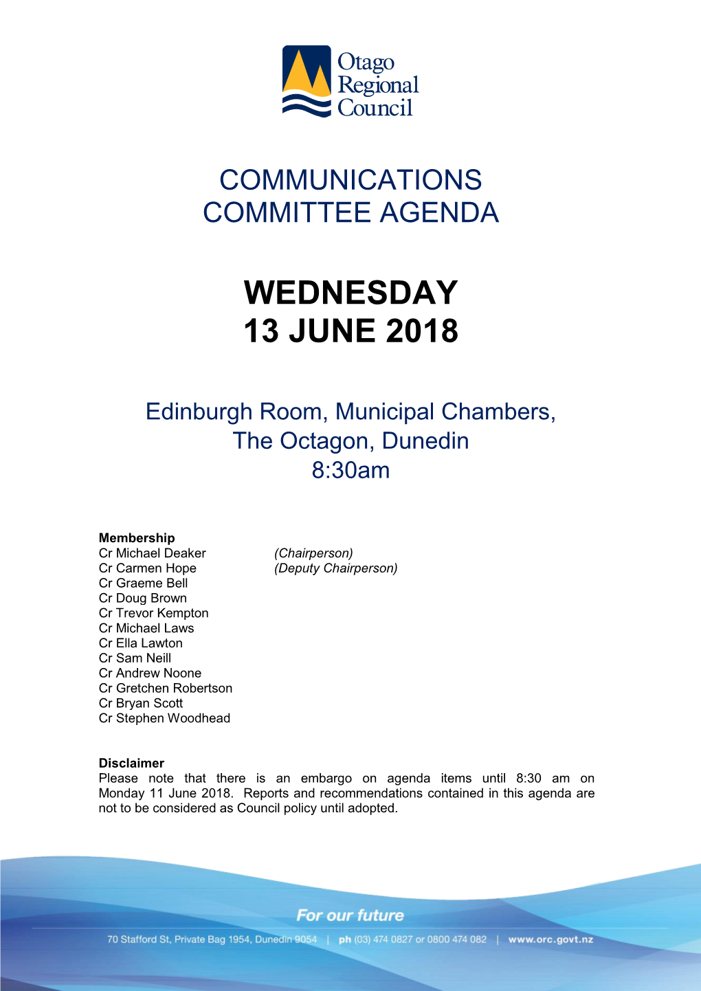 Communications Committee Agenda