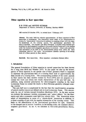 Dirac Equation in Kerr Space-Time