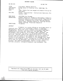 DOCUMENT RESUME ED 353 373 CE 062 749 TITLE City Works