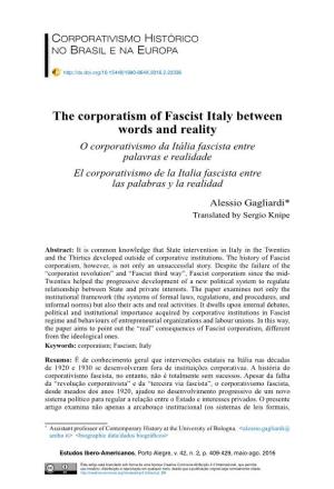 The Corporatism of Fascist Italy Between Words and Reality