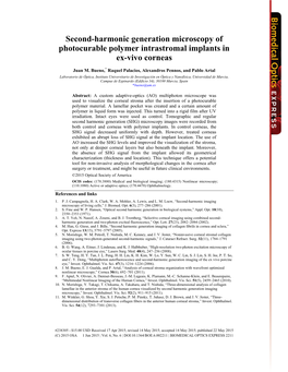 Second-Harmonic Generation Microscopy of Photocurable Polymer Intrastromal Implants in Ex-Vivo Corneas