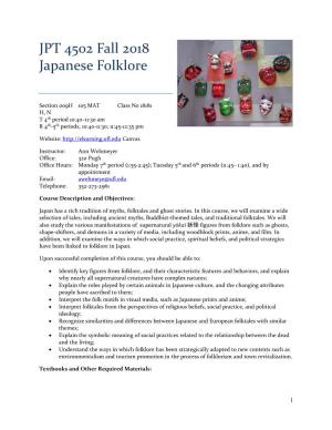 JPT 4502 Fall 2018 Japanese Folklore