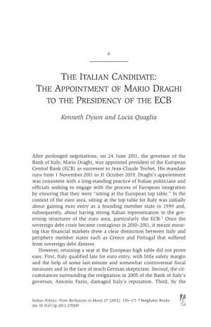 The Italian Candidate: the Appointment of Mario Draghi to the Presidency of the ECB