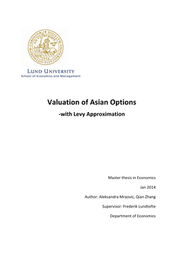 Valuation of Asian Options -With Levy Approximation