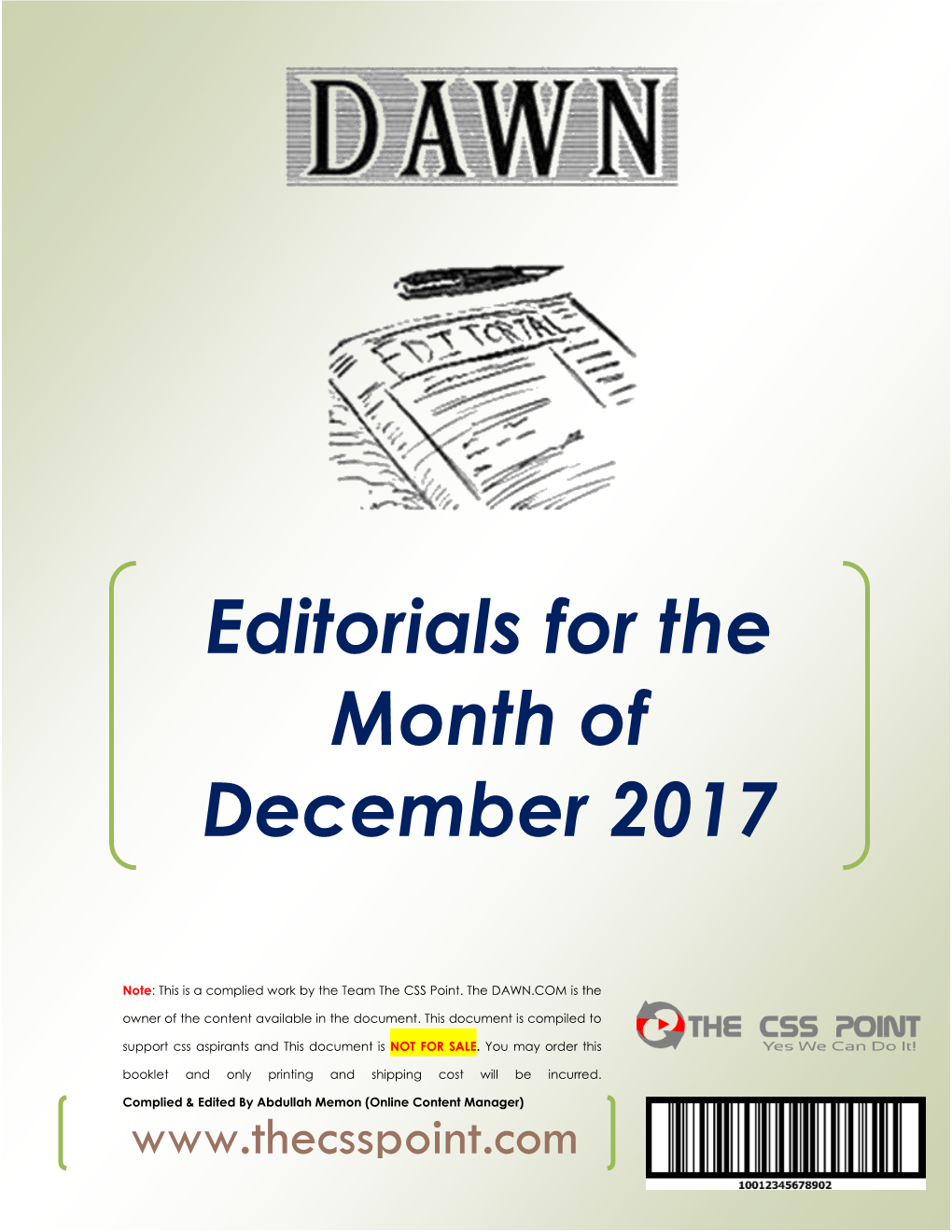 Editorials for the Month of December 2017