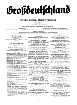 Reichskiihrung, Reichsregierung