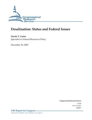 Desalination: Status and Federal Issues