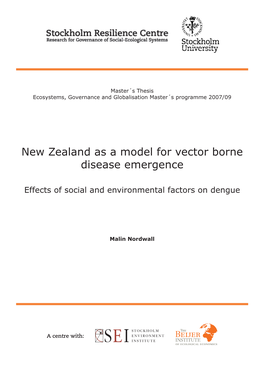 New Zealand As a Model for Vector Borne Disease Emergence
