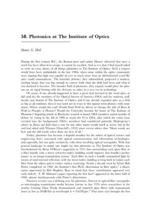 58. Photonics at the Institute of Optics