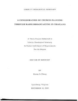 A Consideration of Church Planting Through Radio Broadcasting in Thailand