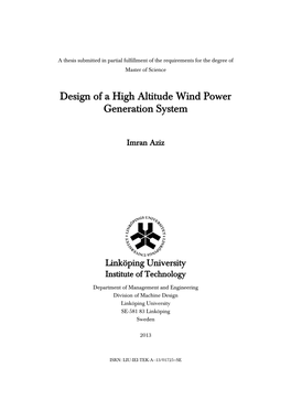 Design of a High Altitude Wind Power Generation System