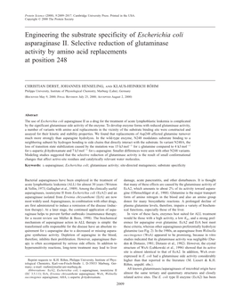 Engineering the Substrate Specificity of Escherichia Coli Asparaginase II