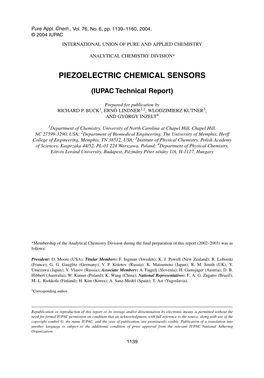 Piezoelectric Chemical Sensors