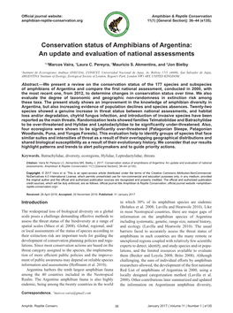 Conservation Status of Amphibians of Argentina: an Update and Evaluation of National Assessments