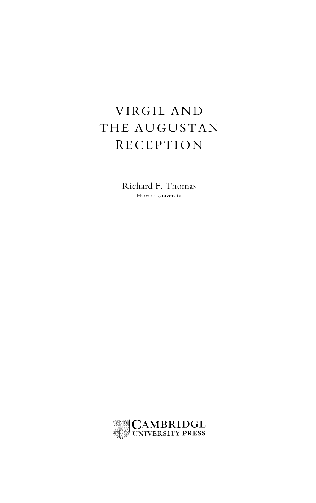 Virgil and the Augustan Reception