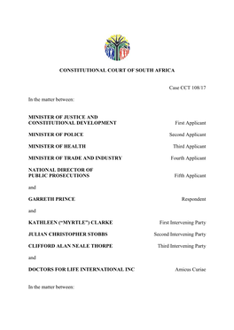 CONSTITUTIONAL COURT of SOUTH AFRICA Case CCT 108/17