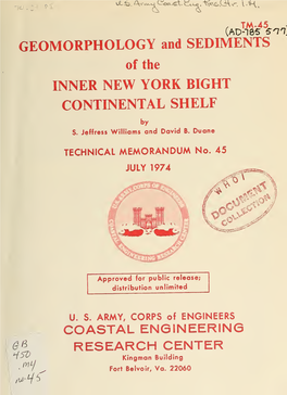 GEOMORPHOLOGY and SEDIMENTS of the INNER NEW YORK BIGHT CONTINENTAL SHELF