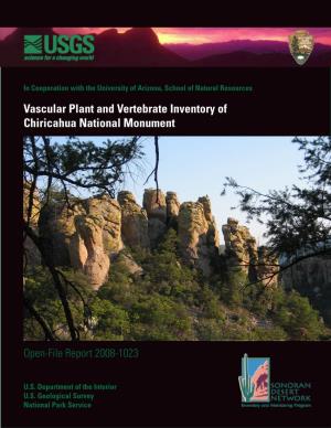 Vascular Plant and Vertebrate Inventory of Chiricahua National Monument