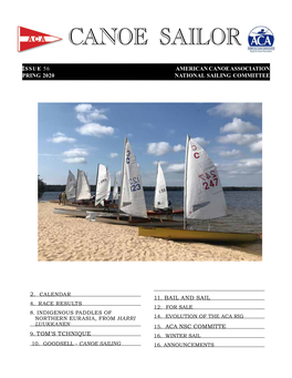 Ssue 56 American Canoe Association Pring 2020 National Sailing Committee