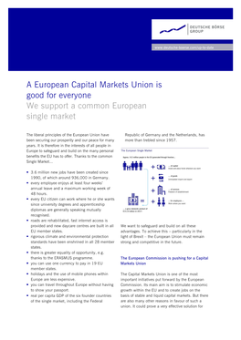 A European Capital Markets Union Is Good for Everyone We Support a Common European Single Market