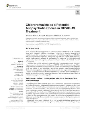 Chlorpromazine As a Potential Antipsychotic Choice in COVID-19 Treatment
