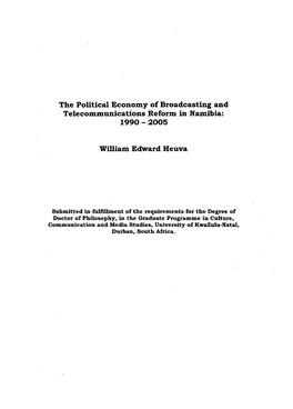 The Political Economy of Broadcasting and Telecommunications Reform in Namibia: 1990 - 2005