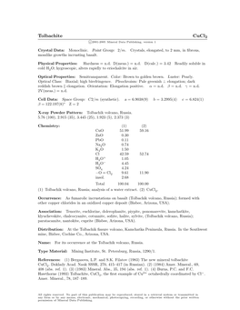 Tolbachite Cucl2 C 2001-2005 Mineral Data Publishing, Version 1