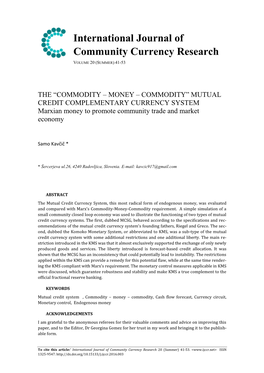 International Journal of Community Currency Research