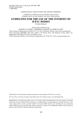 GUIDELINES for the USE of the INTERNET by IUPAC BODIES (Technical Report)