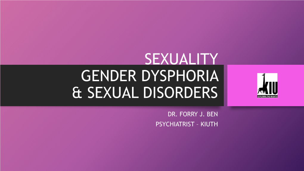 Sexuality and Gender Identity Disorders