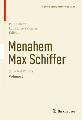 Peter Duren Lawrence Zalcman Editors Selected Papers Volume 2
