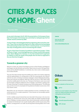CITIES AS PLACES of HOPE: Ghent