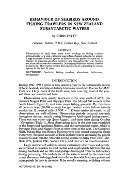 Behaviour of Seabirds Around Fishing Trawlers in New Zealand Subantarctic Waters