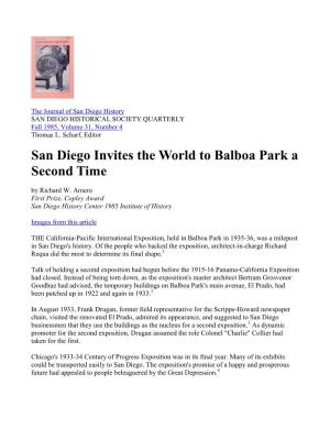 San Diego Invites the World to Balboa Park a Second Time by Richard W