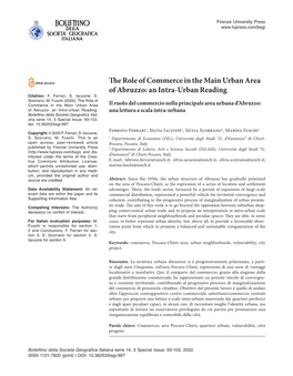 The Role of Commerce in the Main Urban Area of Abruzzo: an Intra-Urban Reading