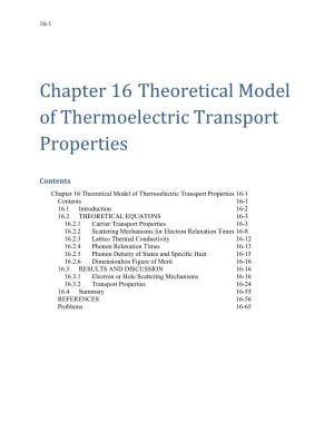 Chapter 16 Theoretical Model of Thermoelectric Transport Properties