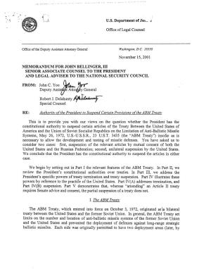 Authority of the President to Suspend Certain Provisions of the ABM Treaty