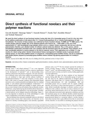 Direct Synthesis of Functional Novolacs and Their Polymer Reactions