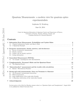 Arxiv:1406.5535V1 [Quant-Ph] 20 Jun 2014 6.3 Some Implications of the Weak-Value Formula