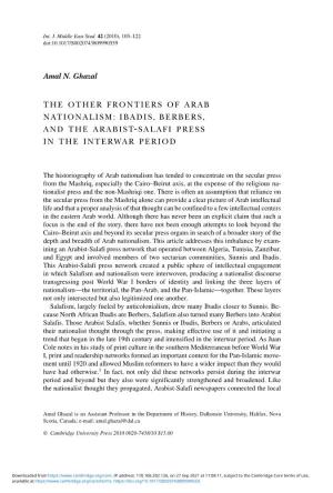 The Other Frontiers of Arab Nationalism: Ibadis, Berbers, and the Arabist- Salafi Press in the Interwar Period