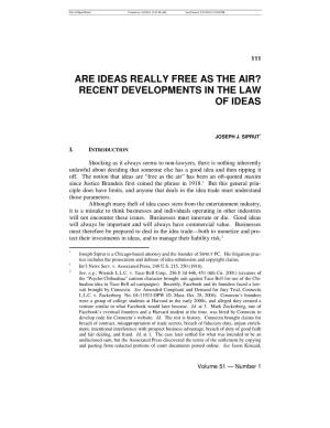 Recent Developments in the Law of Ideas