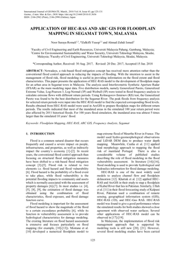 Application of Hec-Ras and Arc Gis for Floodplain Mapping in Segamat Town, Malaysia